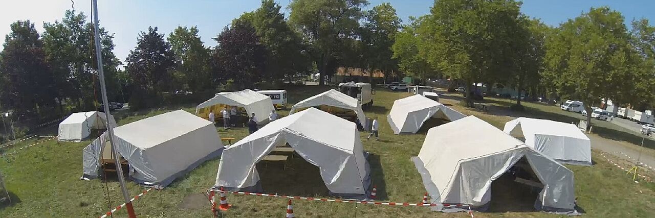 Erster Aufbau eines Behandlungsplatz 50 nach dem Konzept von 2017 in Sarstedt
